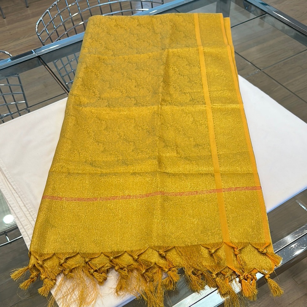 Elegant Gold Shawl with Fringe